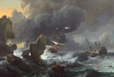 Ships in Distress off a Rocky Coast by Ludolf Bakhuizen